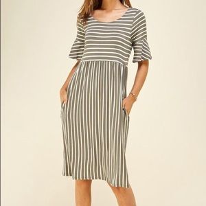 Olive/Ivory Stripe Dress